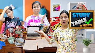 STUDY TABLE CHECK 😮| Surprise Study Table Check By Mummy | Funny Video | Cute Sisters