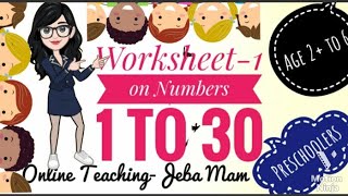 Worksheet on Numbers 1 to 30 for kids.
