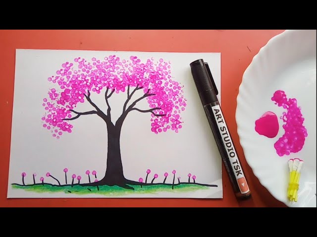 Cherry Blossom Tree Drawing  How To Draw A Cherry Blossom Tree Step By Step