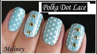 POLKA DOT LACE NAIL ART DESIGN | RETRO VINTAGE NAIL TUTORIAL BEGINNERS EASY SIMPLE HOMEMADE