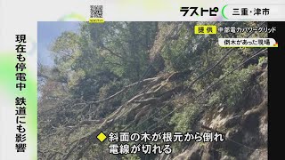 JRにダイヤの乱れも…三重県津市で斜面の木が根元から倒れ電線切れる 最大で約1840戸が一時停電