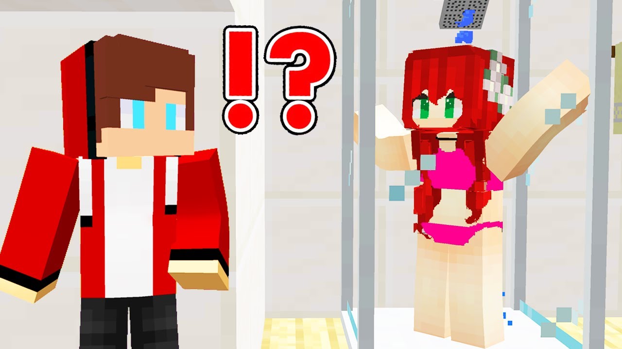JJ Feel in Love with GIRL in BATHROOM! Love Story in Minecraft