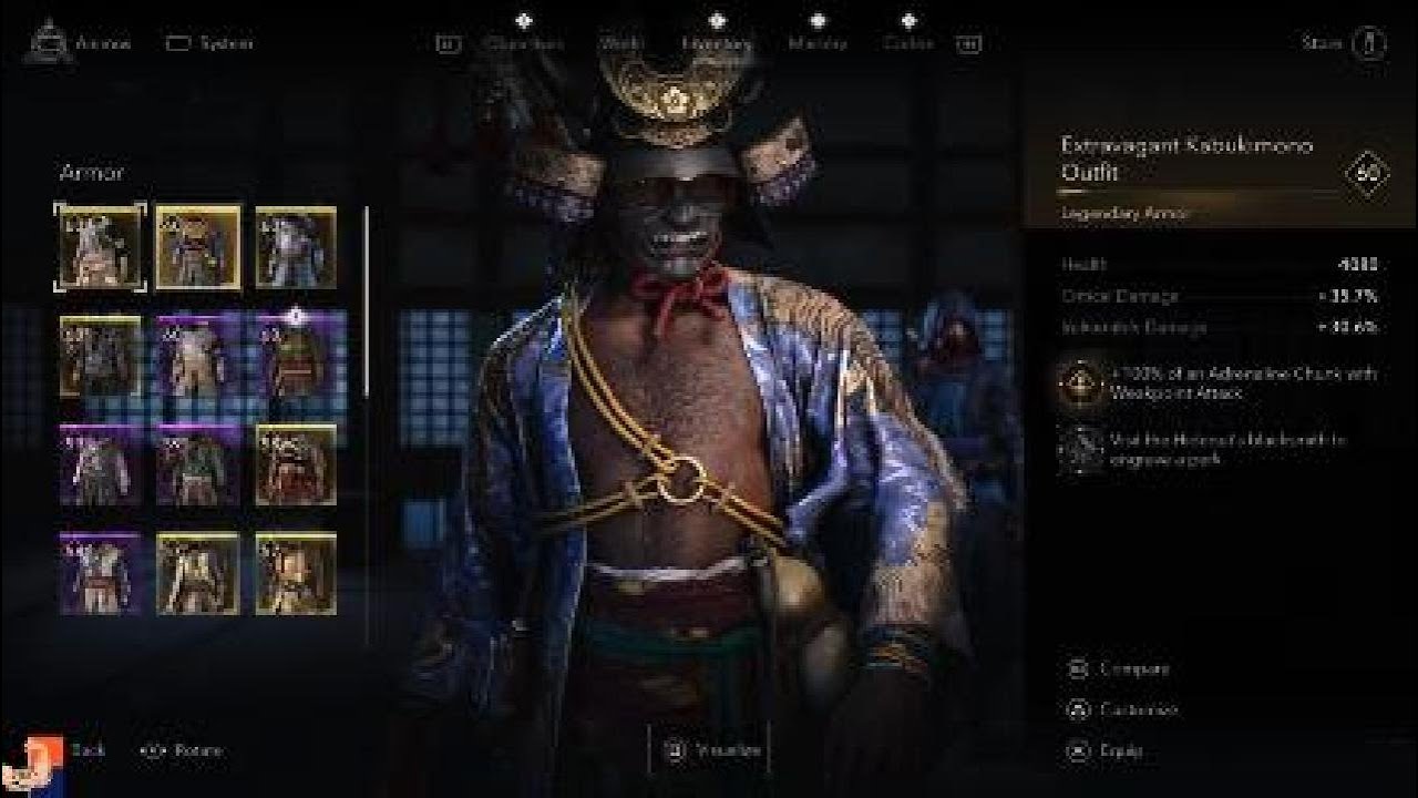 Extravagant Kabukimono Outfit legendary Armor Assassin's Creed Shadows (Yasuke)