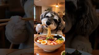 食べる〜チム〜🍜⁡ #チム #チム日記  #シュナウザー  #モッパン  #aidog