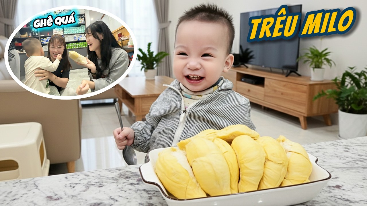 Mẹ Huế Cùng Cô Chuột Trêu MiLo Lần Đầu Ngửi Mùi Và Ăn Thử Sầu Riêng - Chạy Té Khói