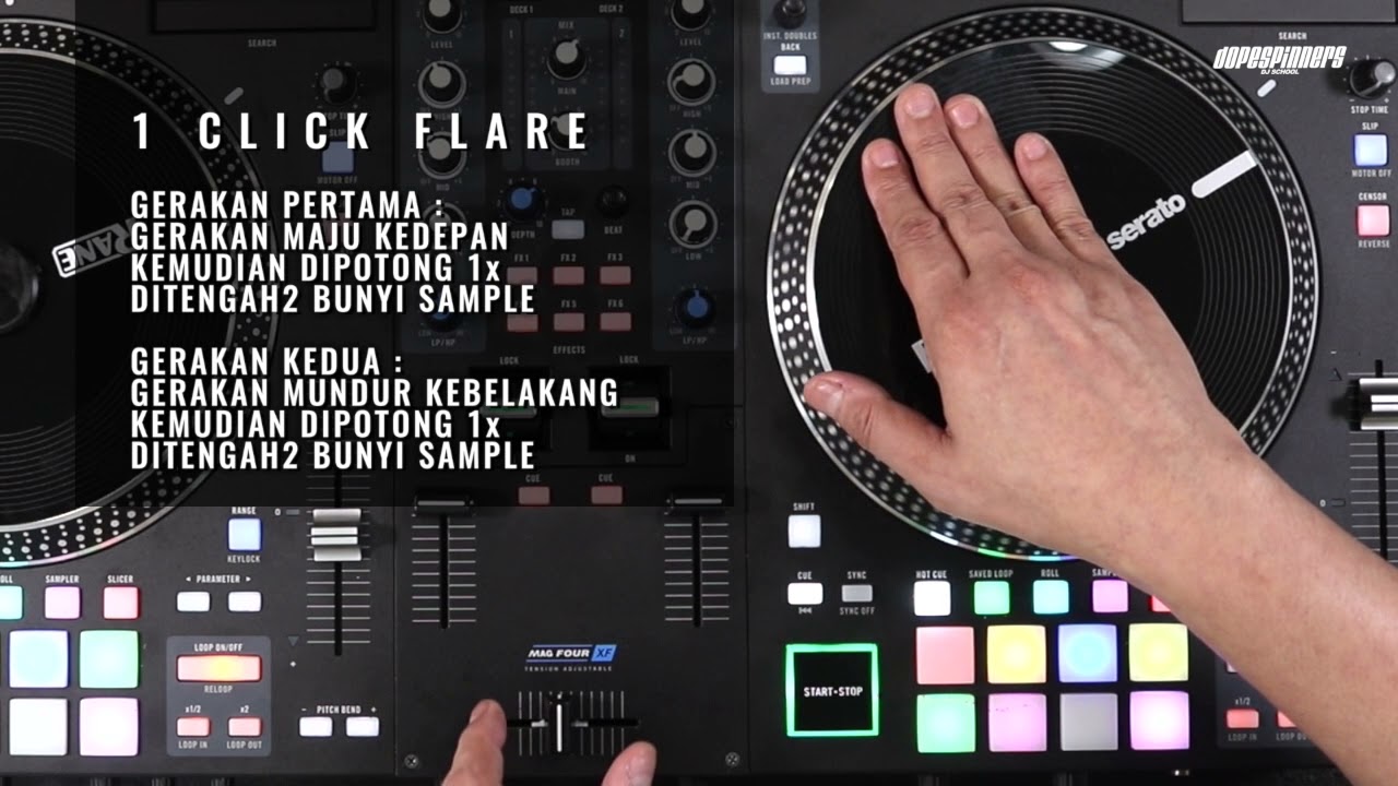 1 Click Flare -  Scratch Tutorial ( Bahasa Indonesia ) BELAJAR DJ | dopespinners DJ School