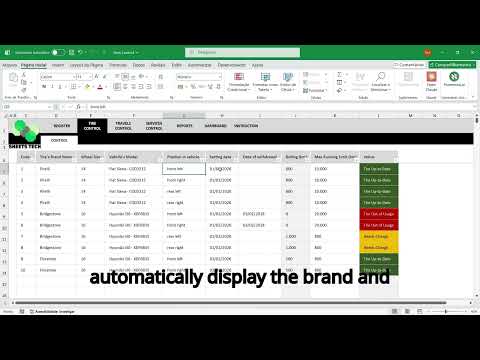 Demo video: Tire Control Excel Spreadsheet Template