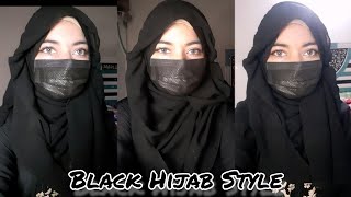 Simple Black Hijab With Mask Tutorial Hijab Tutorial For Casual Use