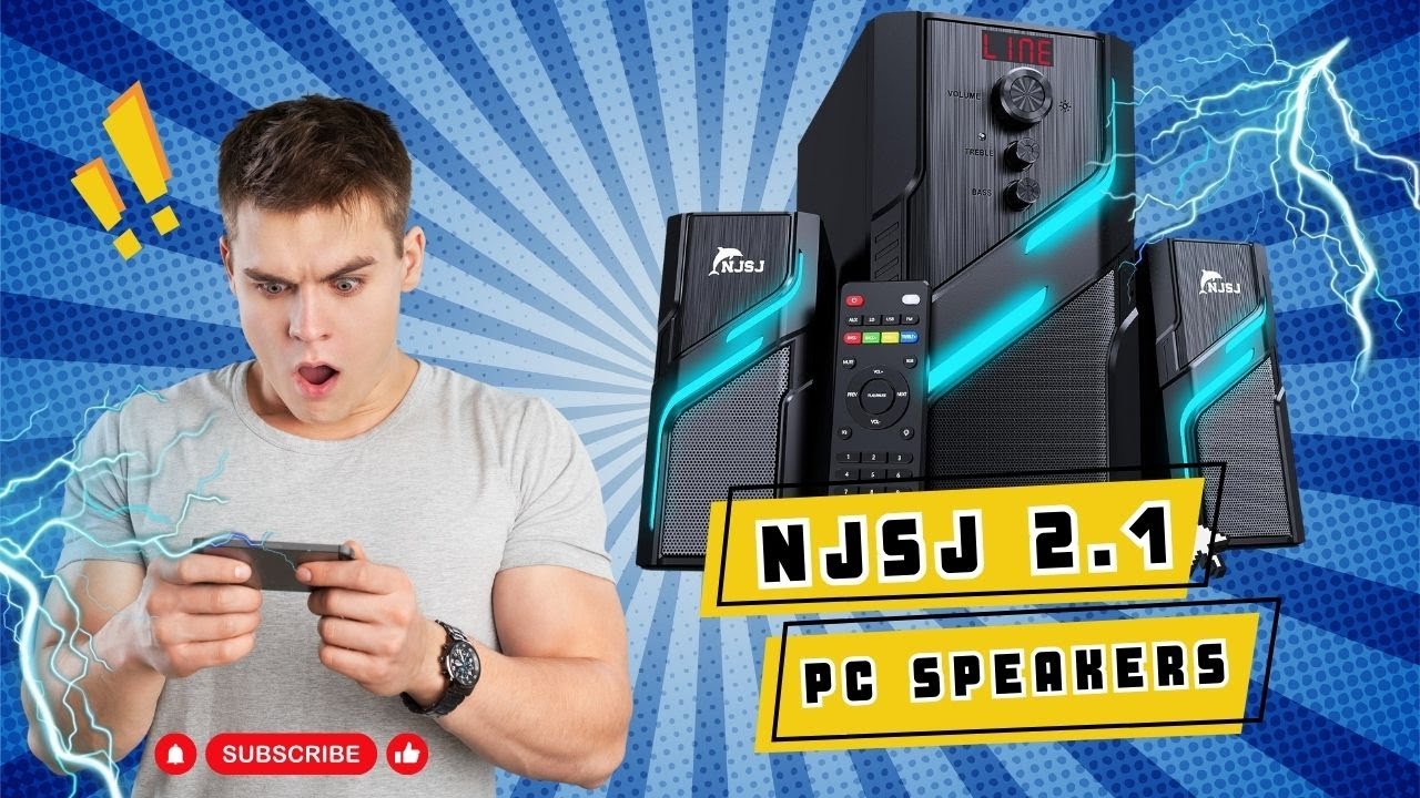 njsj Enceinte PC 2.1,Système d'enceintes de Jeu LED RVB Son Riche