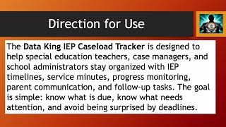 Data King IEP Caseload Tracker