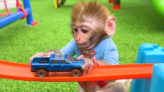 Monkey Baby Bon Bon Takes The Duckling To The Farm And Have Fun With Toy Cars Hot Wheels