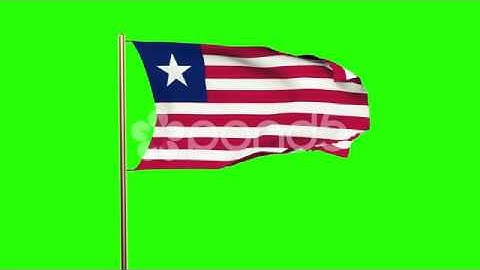 Liberia Flag Waving In The Wind. Green Screen, Alpha Matte. Loopable Animation
