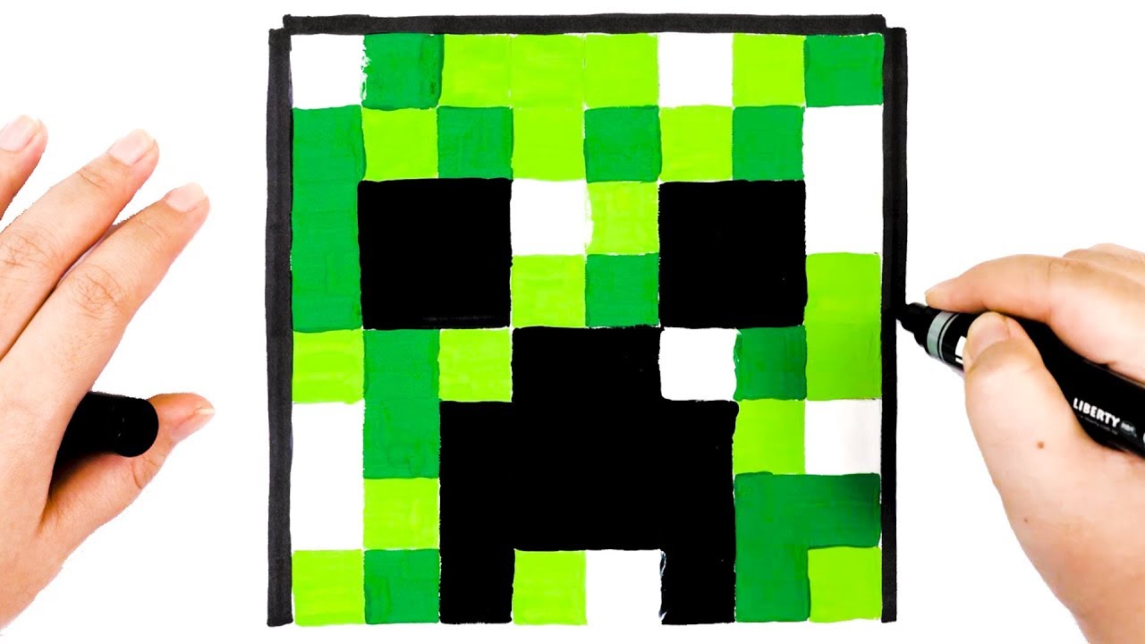 我畫了麥塊的苦力怕|苦力怕著色畫|Minecraft Creeper|哈囉球球 - YouTube