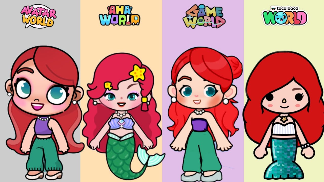 💚💜✨Ariel Disney Princess Inspired Look In 4 Gameplay #pazu #ahaworld #tocaboca #gameworld 