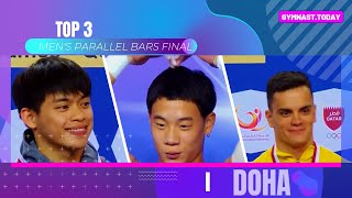 Top 3 in Men's Parallel Bars Final  2024 Doha Gymnastics Apparatus World Cup