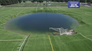 City of Alton is working to fix huge sinkhole at public park - but it's full of water
