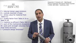 Calculate Piping Design Thickness based on ASME B31 3 on API 570 Piping Inspector Exam!