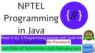 NPTEL Programming in Java week 4 all 5 programming assignment answer with code link