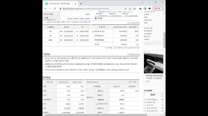 053210스카이라이프 주가 전망 및 차트 분석