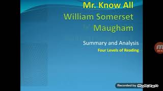 Mr. Know All Story By W.s. Maugham नपलम सरश Detail Discussion Bamdev Poudyal