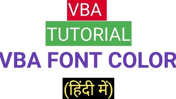 VBA font color 🌈|VBA tutorial hindi📚