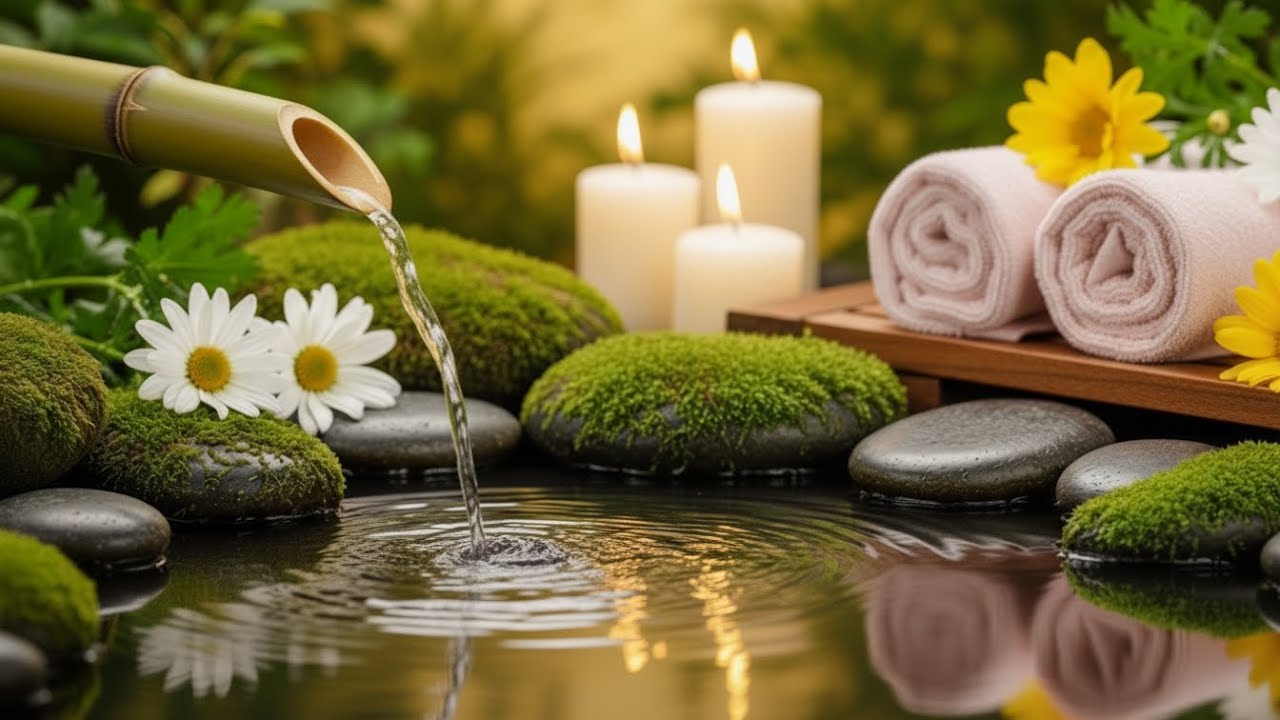 Night Therapy 🌌 Piano & Bamboo Water Sounds for Deep Sleep