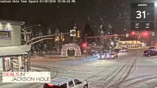 Jackson Hole town square snow storm Jackson Hole town square snow storm