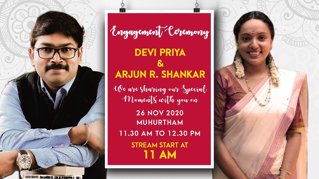 Engagement Ceremony of  DEVI PRIYA  to ARJUN R. SHANKAR