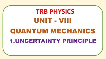 PG TRB PHYSICS | UNIT 8 QUANTUM MECHANICS | UNCERTAINTY PRINCIPLE