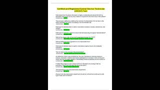 IAHCSMM Exam; Certified and Registered Central Service Technician CRCST Test Answered 2022 pdf