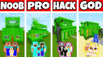 Minecraft: FAMILY SLIME HOUSE BUILD CHALLENGE - NOOB vs PRO vs HACKER vs GOD in Minecraft