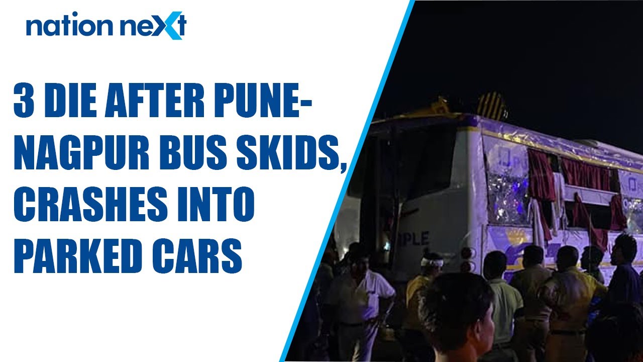 3 die as speeding Pune-Nagpur bus skids, crashes into parked cars | CCTV footage