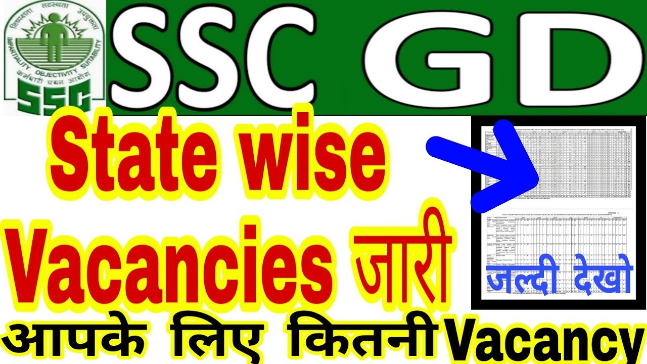 SSC GD statewise Vacancies // Ssc gd vacancy 2018// ssc // ssc vacancy list