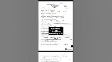 12th Maths First mid term question paper & Full  answer key 2025 English medium