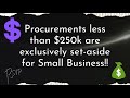 Contracts less than $250K are reserved for Small Businesses- Ep 8 with #troyasmall
