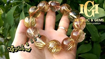 Vòng thạch anh tóc vàng bã mía ánh titan rực rỡ trong vắt size 20ly khủng