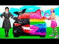 レインボーカーvs 黒い車 チャレンジ | 面白いシチュエーション TeamTeen Challenge