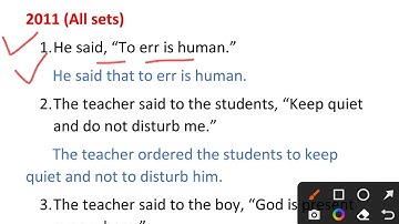 2011 (All sets) Direct and Indirect Narration solved exercise from English excellent grammar 10th