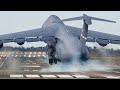 US Massive 420 Ton C-5 Produces Clouds of Smoke During Scary Landing