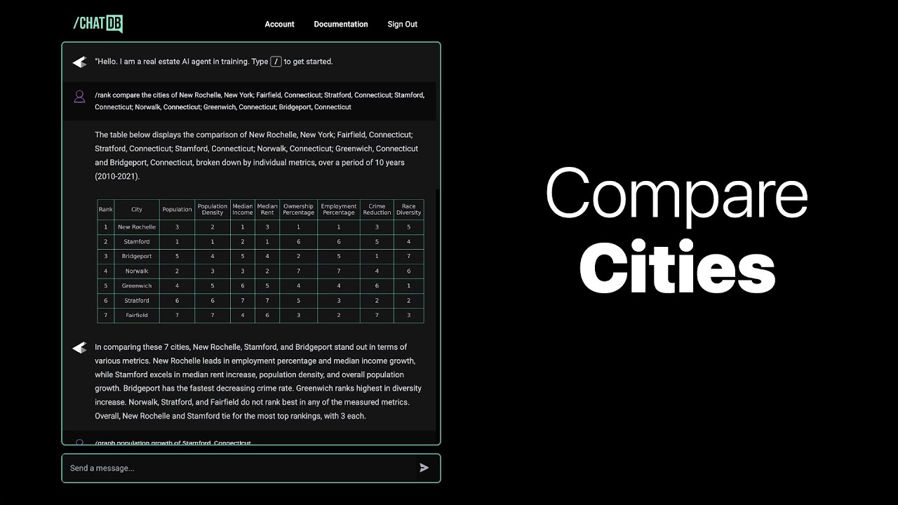 Deepblocks CHAT DB - Tutorial - Compare Cities