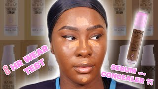 REVIEWING THE NEW NYX BARE WITH ME SERUM CONCEALER | 8 HOUR WEAR TEST | OKAY CONNIE