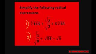 Simplify radical expressions. Sqrt (3/8) + sqrt(54) - sqrt(6).