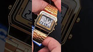 Reloj Casio Unisex A-500WGA-9 reloj dorado con pulsera en acero inoxidable, digital #casio #santiago