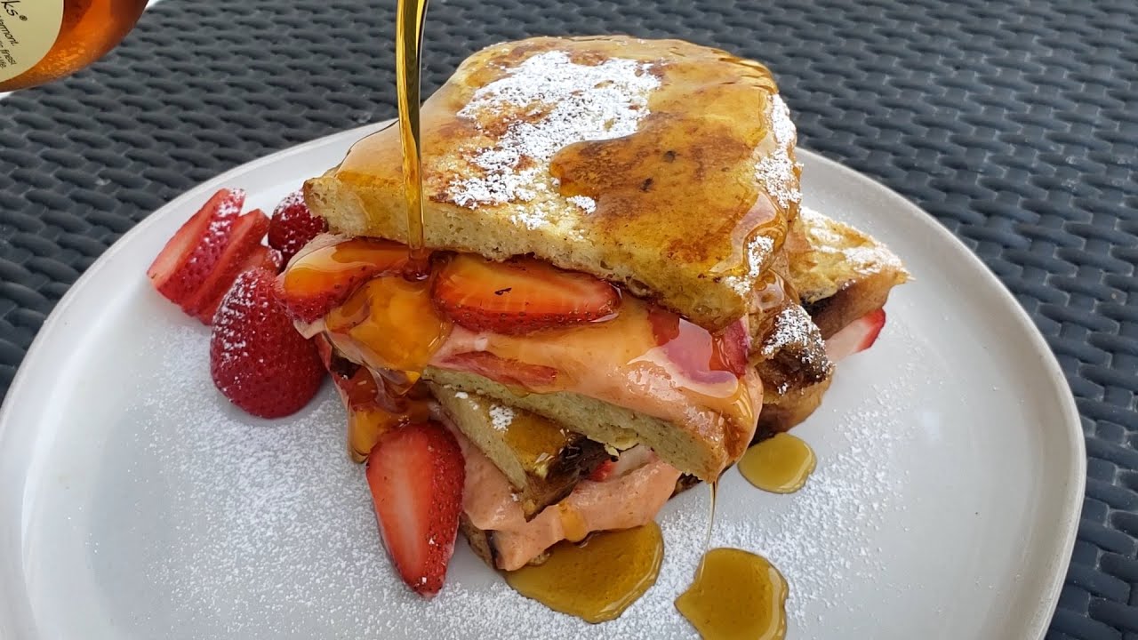 French Toast Sandwich or Stuffed French Toast w Cream Cheese, Guava