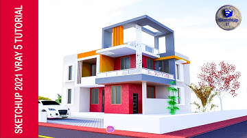SKETCHUP IT | House Exterior Design Sketchup Tutorial | Sketchup Pro 2021 V-Ray 5 Render #sketchup