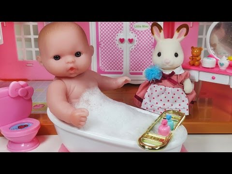 아기와 토끼 실바니안 목욕놀이 뽀로로 모래놀이 장난감 - 토이몽 Rabbit Sylvanian and Baby Doll Bath Play Pororo Sand Play Toys