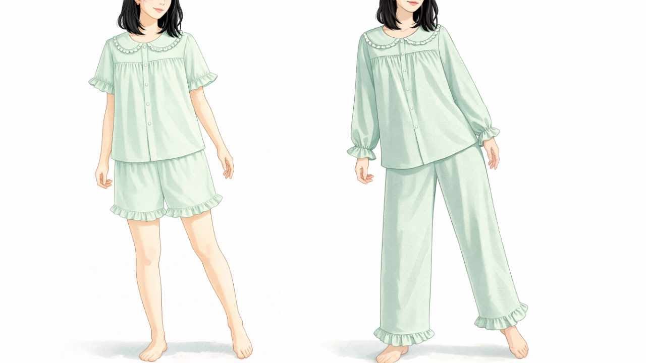 Sewing Tutorial | Emma Ruffle Pajama Set – Short & Long Sleeve, Pants or Shorts