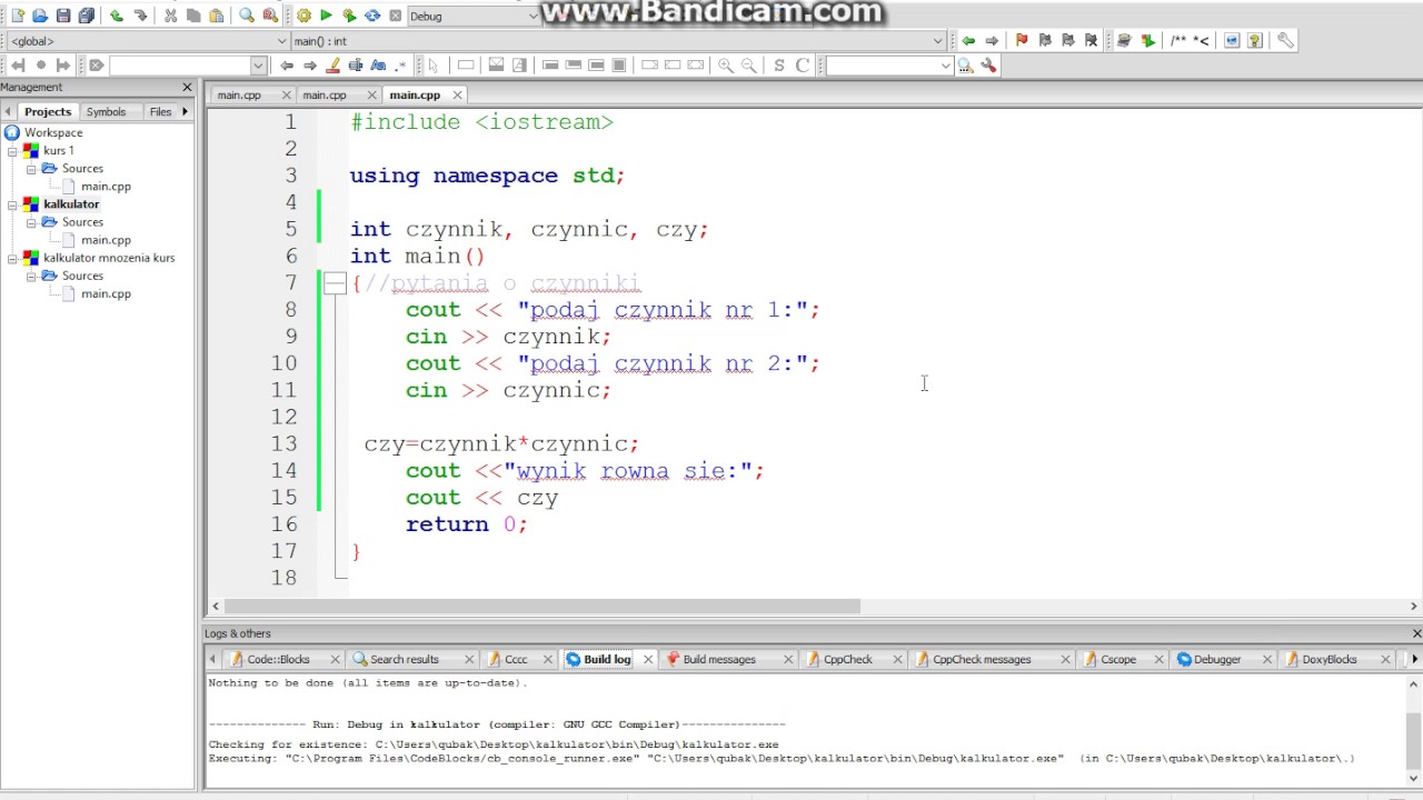 jak zrobic kalkulator mnożenia w C++ plus tłumaczenie pod koniec - YouTube