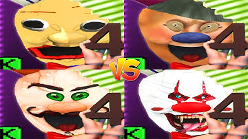 Ice Scream 4 Baldi VS Ice Scream 4 Miss T VS Ice Scream 4 Hello Neighbor VS Ice Scream 4 Mc Donald