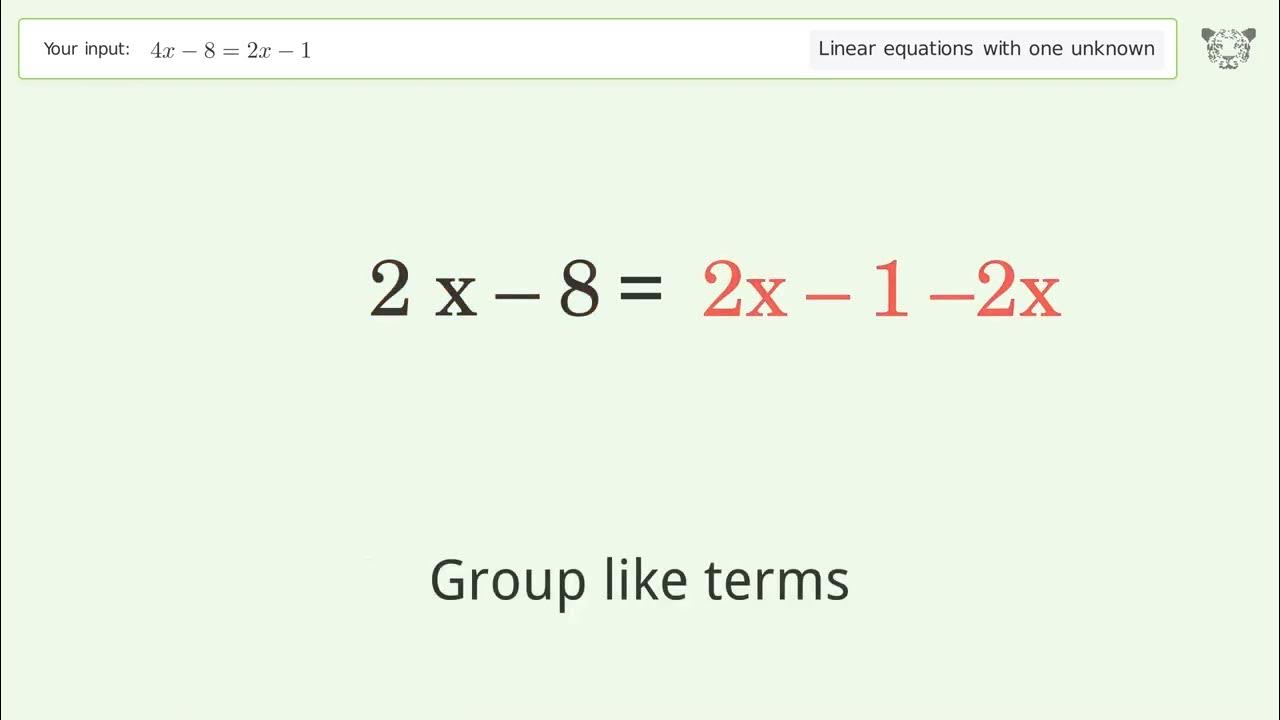 Solve 4x 8 2x 1 Linear Equation Video Solution Tiger Algebra YouTube solve-4x-8-2x-1-linear-equation-video-solution-tiger-algebra-youtube